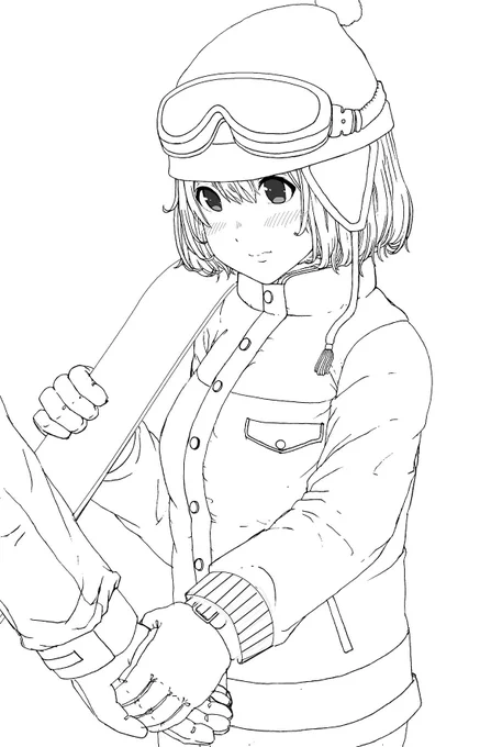 とりあえず線画✨
手を繋いでドキドキ✨✨

#イラスト 