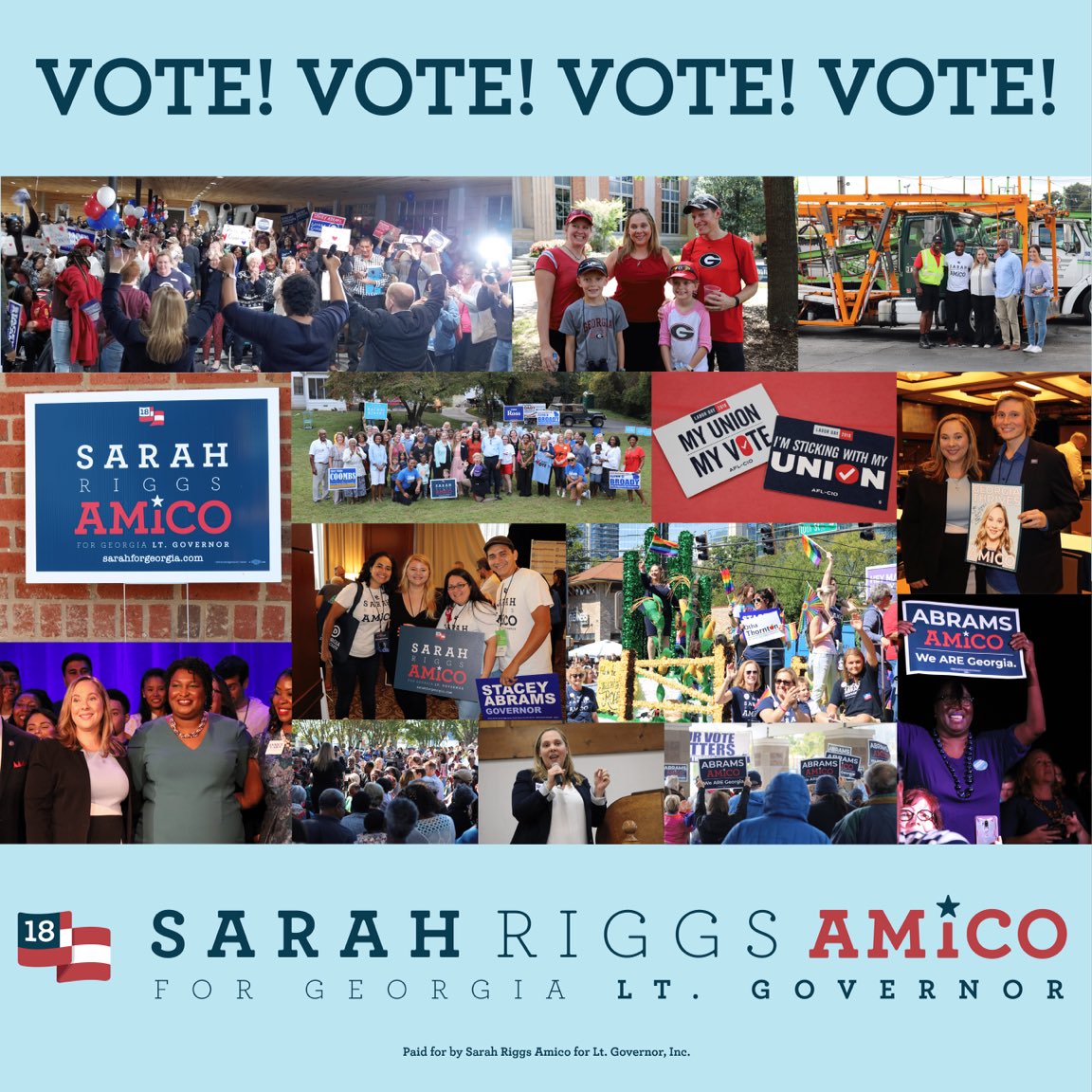 SarahRiggsAmico's tweet photo. I’ve been traveling the state since February sharing what #SarahforGeorgia is all about: creating a Georgia where all families and our economies thrive.
#WeAREGeorgia #gapol https://t.co/S7nD7thGQw
