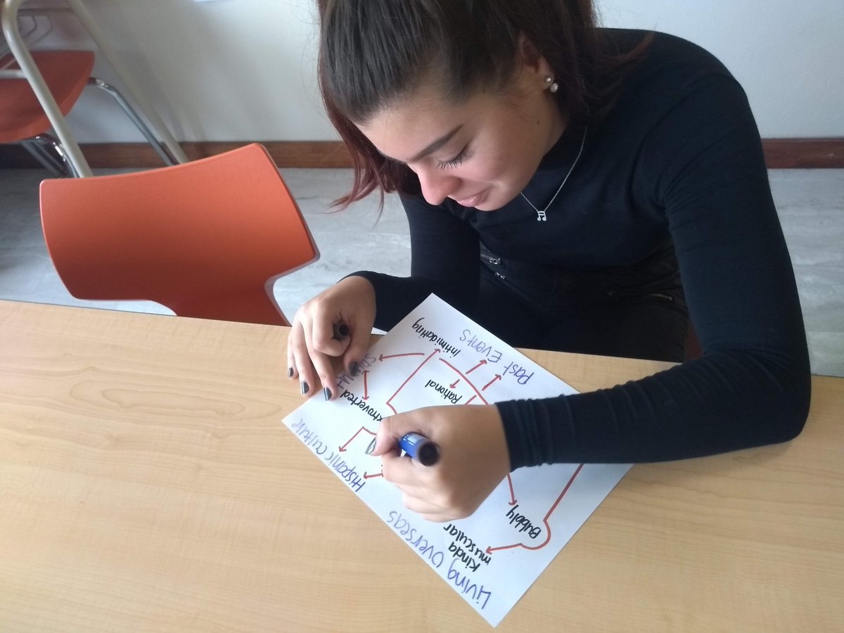 Ms_Poirot's tweet photo. Psychology students begin exploring concepts of nature and nurture by thinking about their own traits and the influences on those traits. #aelincoln #psychat #psyedchat #psychedchat https://t.co/596tTgRdIN