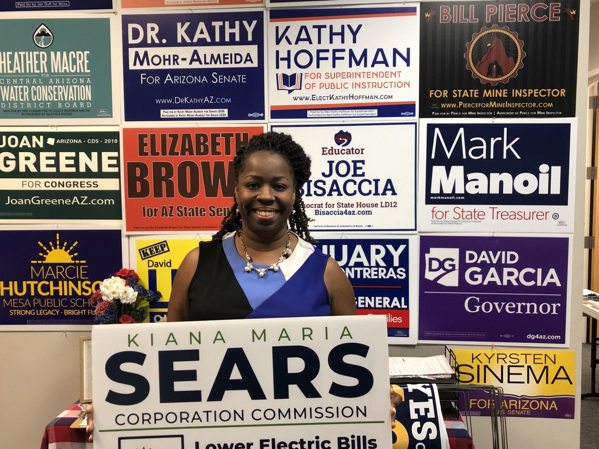 We have some amazing candidates on the ballot today! Be sure to vote down ballot​ and vote Kiana Maria Sears for the Arizona Corporation Commission. #SearsForAZ