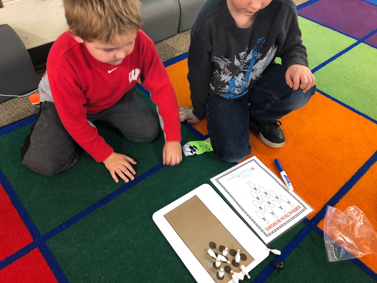 JillianDMiller's tweet image. When your amazon addiction leads you to find mini bowling pins, you end up with the coolest subtraction activity for students! 🎳 #teamlowell #interactivemath #subtractioninaction