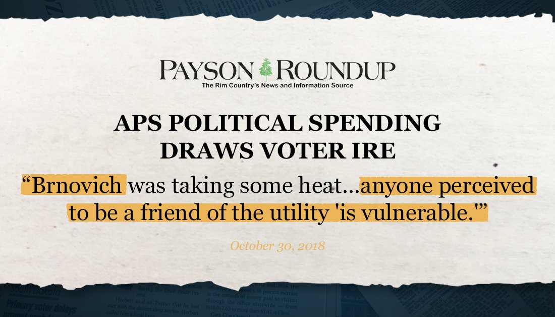 It's time to stand up to <a href="/apsFYI/">APS</a>'s corruption! Let's tell <a href="/apsFYI/">APS</a> we're sick of them polluting our air and our politics by voting #YESon127 and #NoOnBrnovich!