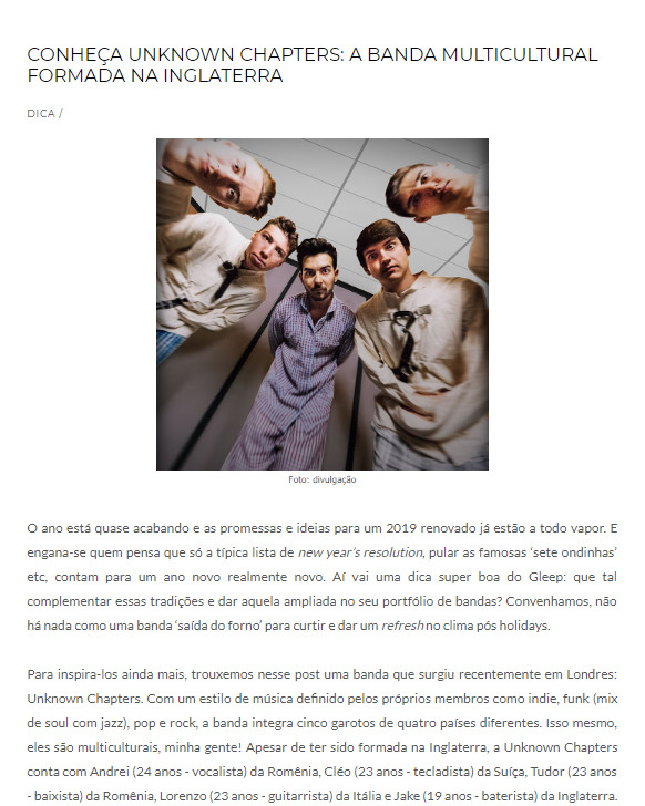 unknownchapt's tweet photo. Hey guys! This brazilian blog, @PortalGleep, is featuring a short article about our band. Go check it out: https://t.co/yqtfDa2QZQ https://t.co/8H9cWqj5qR