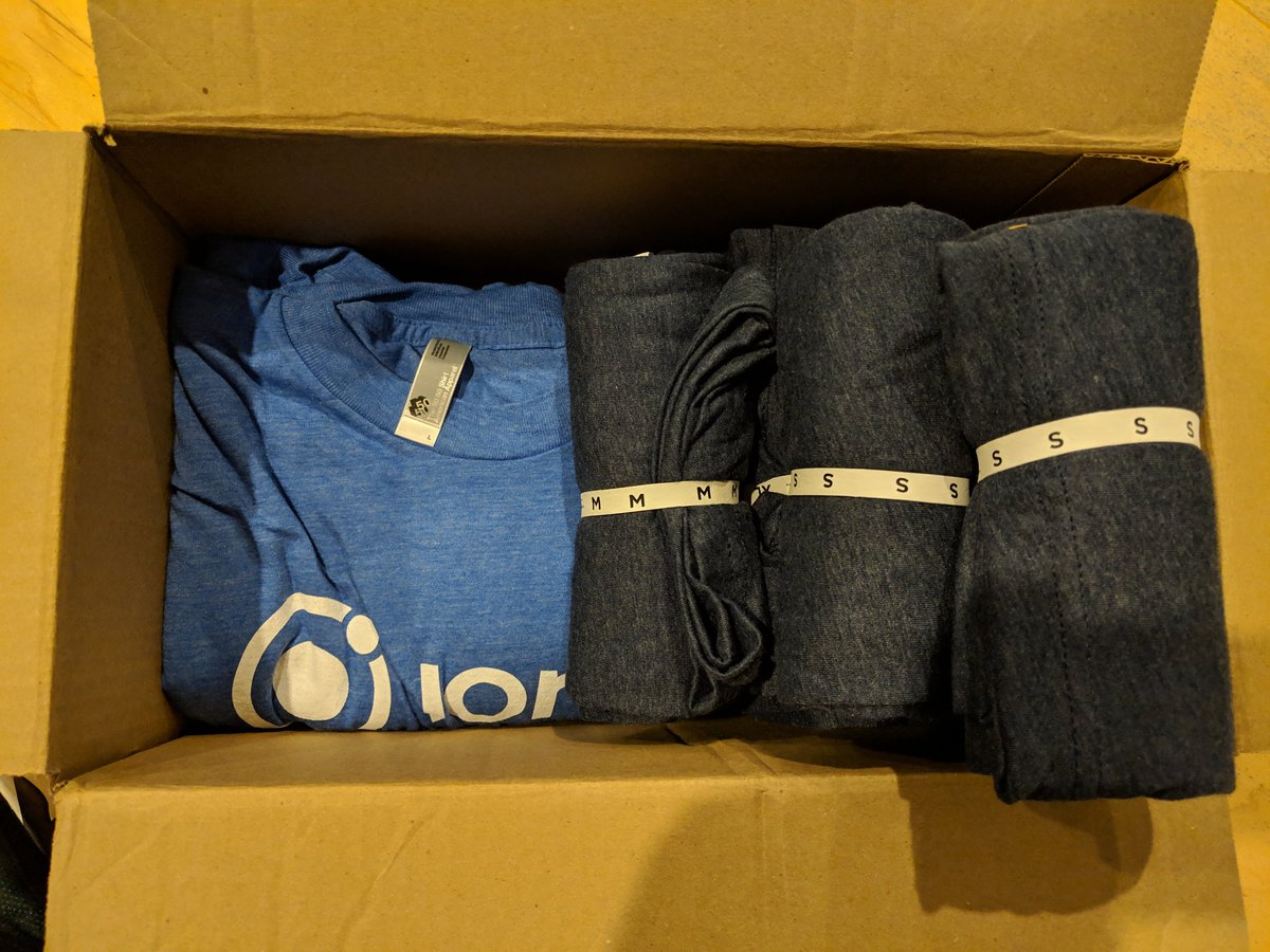 jthoms1's tweet image. Our @MadJavaScript sponsor for this month is @Ionicframework. Just got some T-shirts for the Meetup.