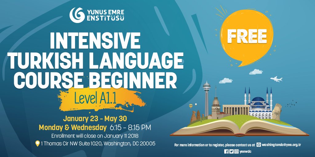 yeeamerika's tweet photo. Learn! Discover! Enjoy! ๐ฅฐ๐ฏโ๏ธ
๐ขEnrollment is now ๐ย open for you to register for our INTENSIVE TURKISH LANGUAGE COURSE-BEGINNER LEVEL A1.1๐น๐ท๐บ๐ธ๐ฌ๐
#LearnTurkishinDC #TurkishINUSA #TurkishAmerican #LanguageLearning
https://t.co/0Nr4z0Teaw https://t.co/riglNJbPl2