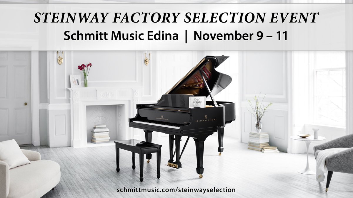 MINNESOTA! The 'Steinway Factory-Authorized Selection Event' at our Edina showroom STARTS FRIDAY! Shop the best selection of Steinway & Sons, Boston, and Essex pianos, get INSTANT REBATES, special pricing, factory financing offers, and more! schmittmusic.com/steinwayselect…