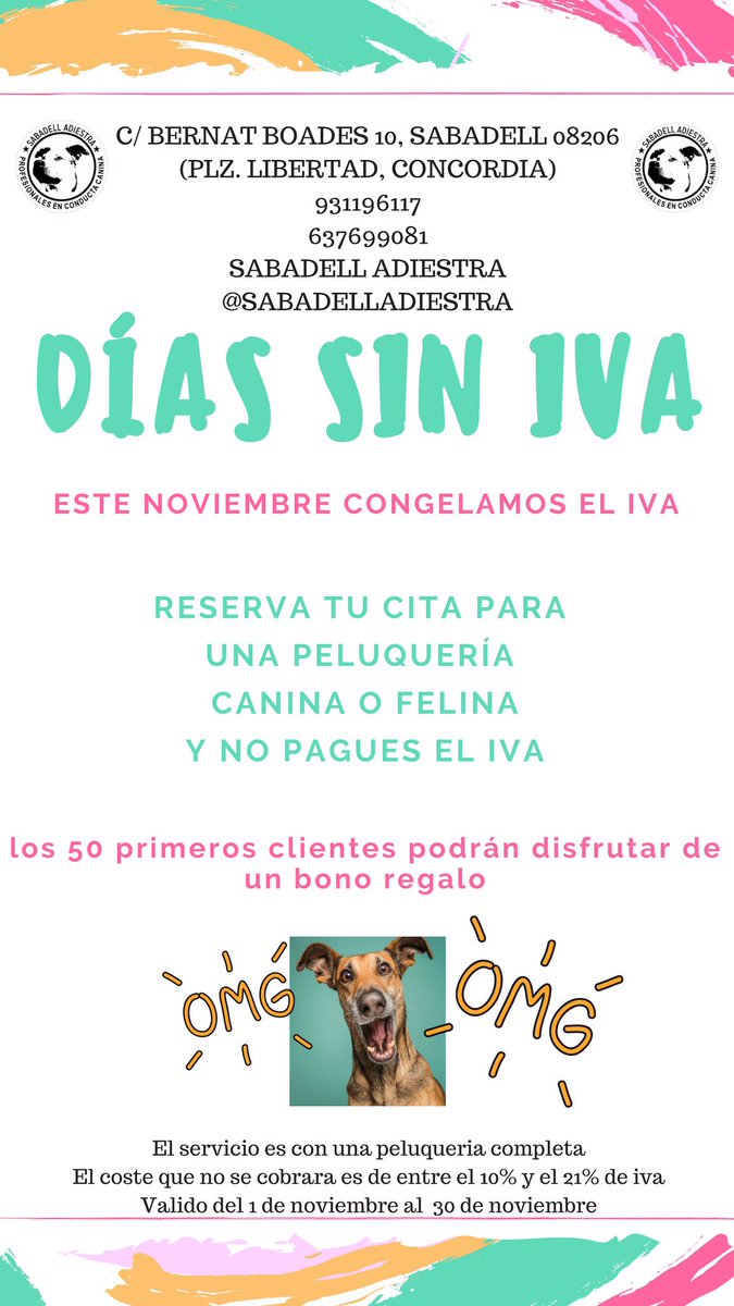SabadellAdiestr's tweet photo. Estamos que lo #petamos porque hacemos el #blackfriday todo el #mes entero 🙌🏻🙌🏻🙌🏻✅✅✅ https://t.co/0D6X9qziyK