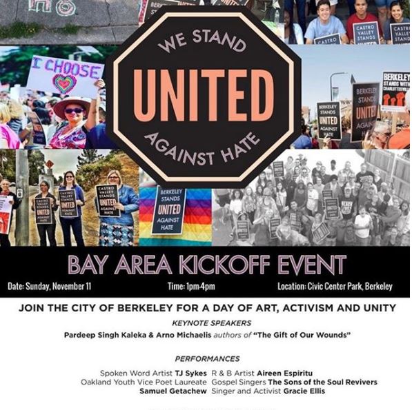 JesseArreguin's tweet photo. Terrible crimes have been committed in the name of hate. That's why it's imperative that people of different backgrounds stand together in saying Not in Our Town. Not in Our Country. Join us on November 11 as we stand united against hate. #UAHWeek #StandUnitedAgainstHate https://t.co/d2qk8l57y6