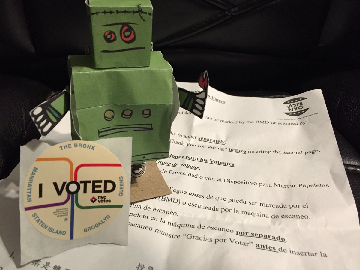 caitlinsdad's tweet photo. @instructables Robot saw some scary choices but still rocked the vote. #FrankenBot https://t.co/WHA7ZUfmz2