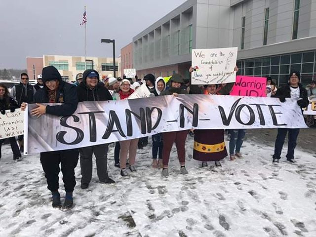 antoniajen14's tweet image. Turtle Mountain Youth Council held a march #NativeVote18 #NativeElectionNight