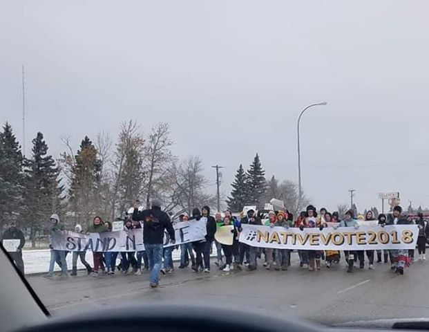 antoniajen14's tweet image. Turtle Mountain Youth Council held a march #NativeVote18 #NativeElectionNight