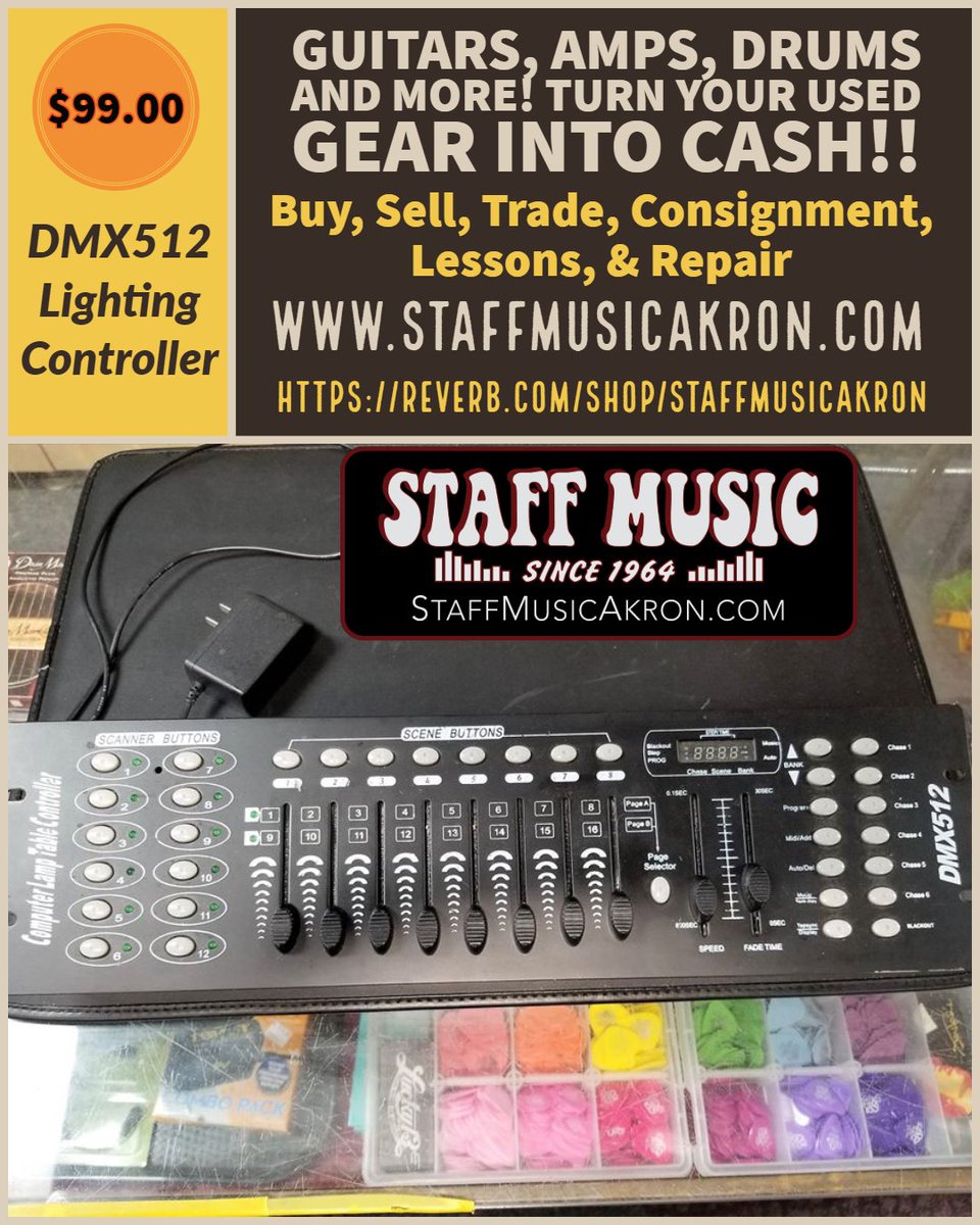 staffmusicakron's tweet image. DMX512 Lighting Controller - $99.00 - staffmusicakron.com

#DMX512 #lightingcontroller #usedgear #usedgearforsale #guitars #amps #drums #consigment #trade #sell #staffmusicakron