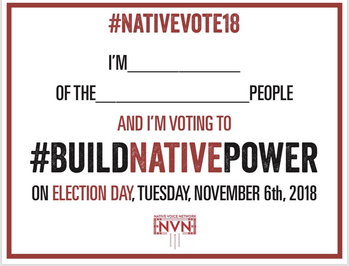 If you have a chance and interest 😊 please print this, fill it out, and post to facebook and Twitter with the hashtags: #NativeVote18 #BuildNativePower - DH
