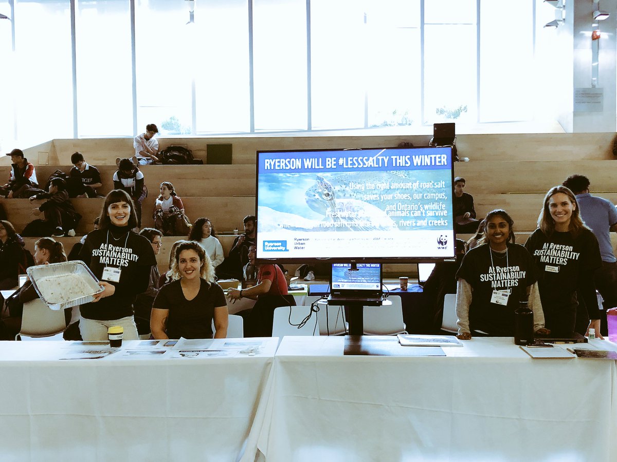 UrbanWaterTMU's tweet photo. Sustainability Fair was a blast! Amazing to see such an incredible turnout, loved talking to everyone who came out today. HUGE thanks again to @WWFCanada @rsustainability @eussaryerson for all the amazing work and our collaboration! #LessSalty #RULivingLab https://t.co/gedOtkwVBK