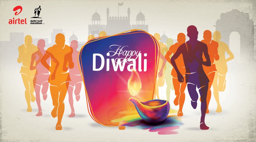 DelhiHM_'s tweet photo. We would like to wish all our runners a peaceful and a very #HappyDiwali! #ADHM2018 #DaudDilli https://t.co/wBNerwCHXh