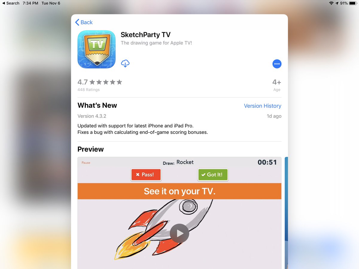 Update approved! SketchParty TV 4.3.2 with support for the latest iPad Pro (11" and 12.9") is now available on the <a href="/AppStore/">App Store</a>!

Get it here: itunes.apple.com/us/app/sketchp…