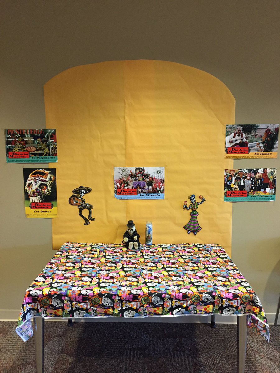 MHSWorldLang's tweet photo. Looking at this finished ofrenda & reading the memories of people who have left an impact in our studentsโ lives, we cannot help but be filled with #gratitude for the emotional gift of #giving that Dรญa de los Muertos provides. Great job, Sra. Fisher #TheGIVE #MHSPowerofOne https://t.co/xXb4itpHLx