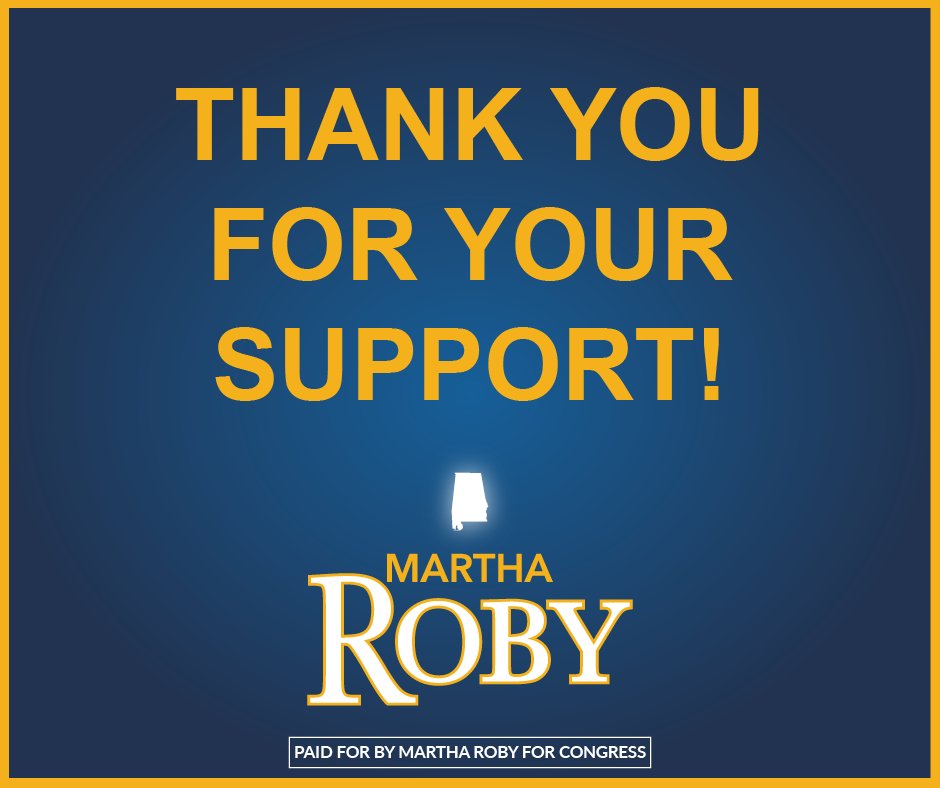 TeamRoby's tweet image. The polls are closed in AL-02! A BIG "thank you" to all of our great friends and loyal supporters. This day wouldn’t have been possible without you. #TeamRoby