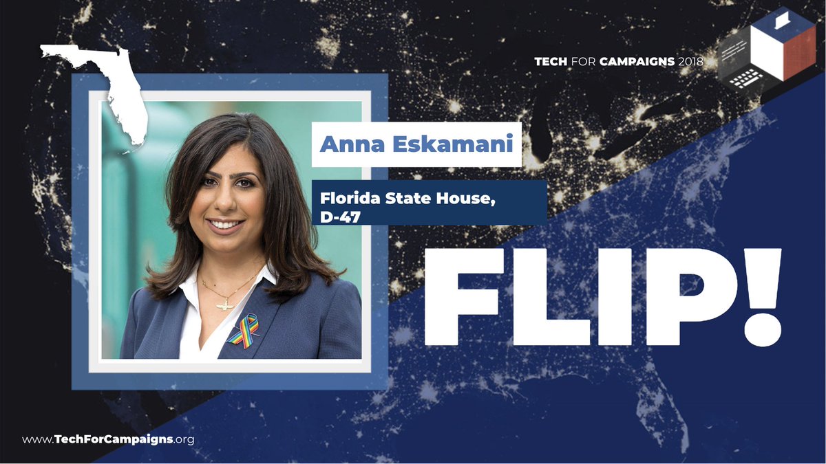 First TFC victory of the night! <a href="/AnnaForFlorida/">Rep. Anna V. Eskamani, PhD 🔨</a> flipped the FL state House District 47 from red to blue!