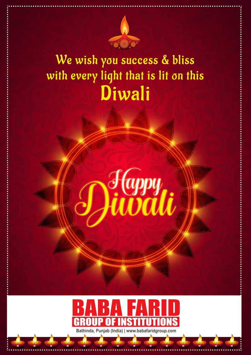 BabaFaridGroup's tweet photo. With Gleam of Diyas,
And the Echo of the Chants,
May Happiness and Contentment Fill Your life!
Wishing you a very happy and prosperous Diwali!

#HappyDiwali https://t.co/TKjz6YKcW4