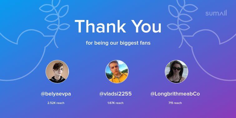 STStoken's tweet image. Our biggest fans this week: @belyaevpa, @vladsi2255, @LongbrithmeabCo. Thank you! via sumall.com/thankyou?utm_s…