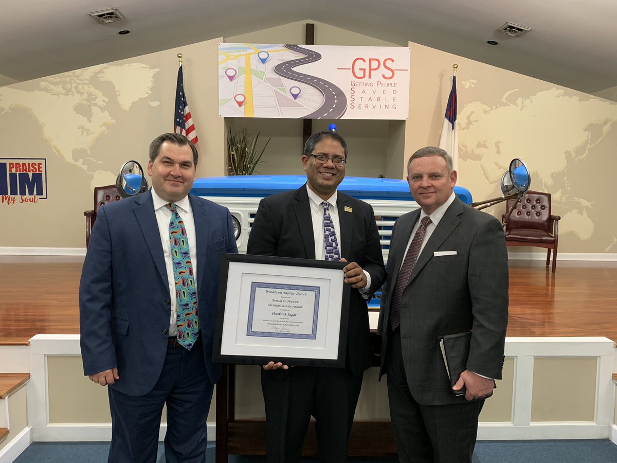 WBCBowie's tweet photo. Excited to present the Ronald D. Fenwick Christian Service Award to our Bus Director Shank Sagar! Thankful for his hard work &amp; heart for the bus ministry &amp; for our bus kids! #KeeptheBusesRolling https://t.co/zPygTll9aC