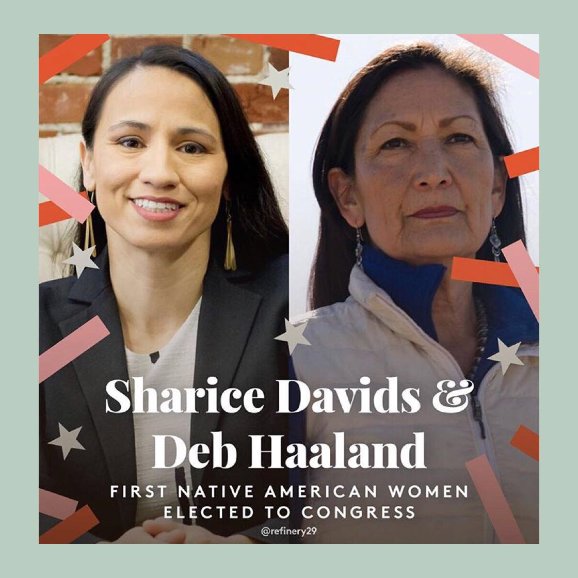 StudPerspective's tweet photo. Sharice Davids and Deb Haaland will be the first Native American women elected to congress. #MidtermsMatter https://t.co/aSbgOU8Nal