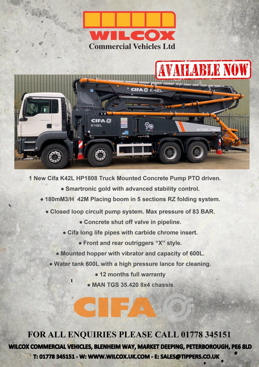 We have this pump avaliable now!! DM for more information #Cifa #Concrete #pump #Wilcox