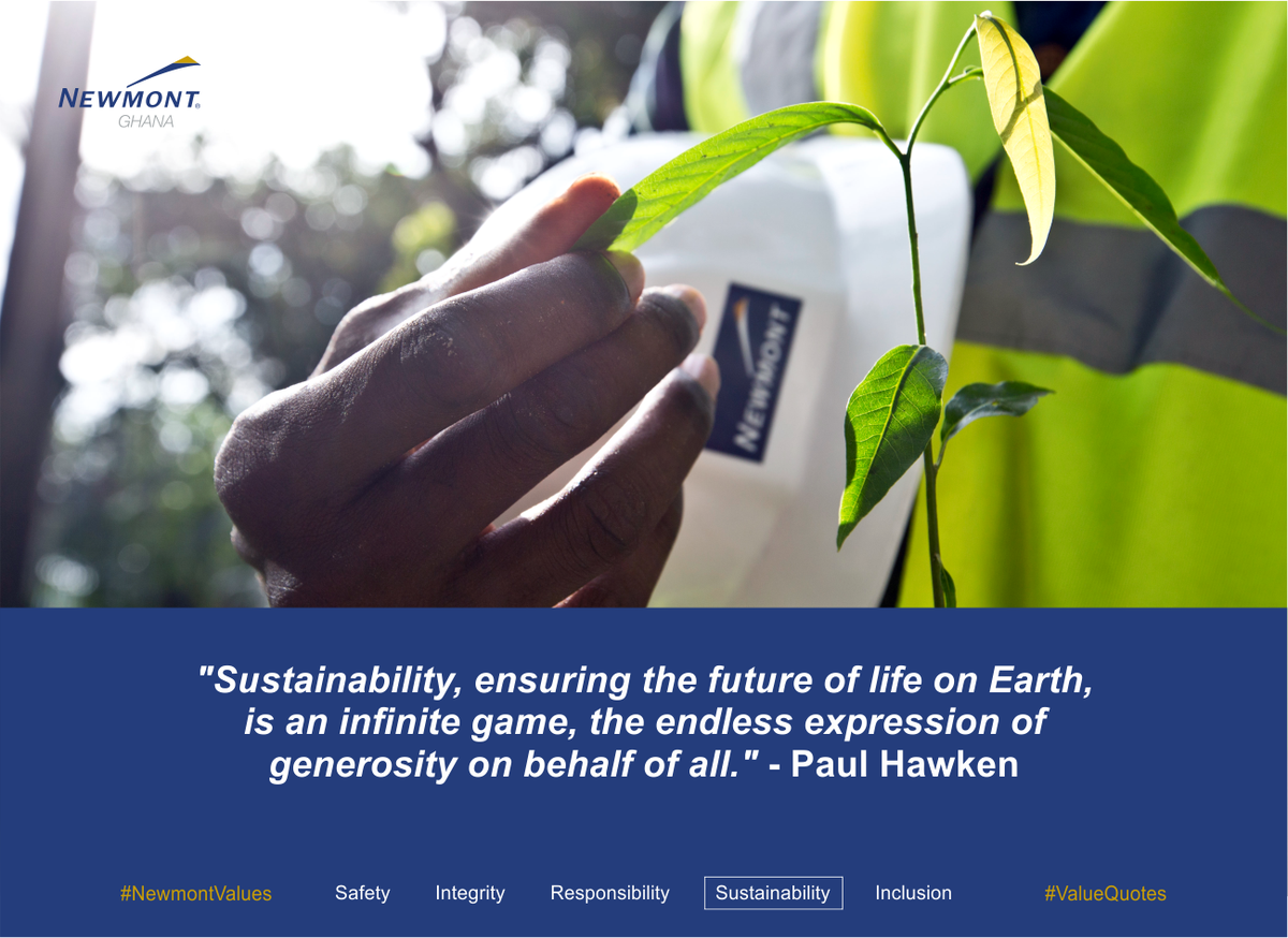 Newmont_Africa's tweet photo. "Sustainability, ensuring the future of life on Earth, is an infinite game, the endless expression of generosity on behalf of all." - Paul Hawken
#ValueQuotes #NewmontValues https://t.co/fEF2dpCDIo