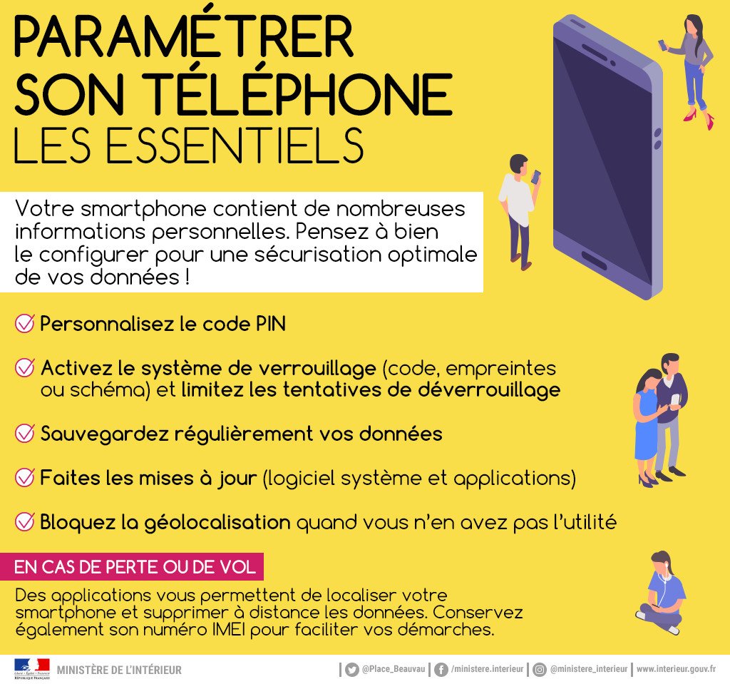 Interieur_Gouv's tweet image. 📱#Cybersécurité Données personnelles, photos, vidéos... votre #smartphone contient beaucoup d'informations. Pour les protéger, pensez à bien paramétrer votre appareil ! Nos conseils ⬇️