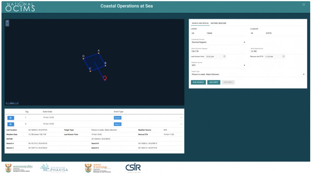 backeb's tweet image. Marjolaine Krug and Bryan McAlister from @CSIR presenting the latest version of the @OCIMS_SA Ops@Sea #DecisionSupportTool supporting #searchandrescue @NSRI &amp;amp; @SAMSAMARITIME. Featuring work by @hartdavismhd. Find out more :: bit.ly/2qz5JR0 &amp;amp; bit.ly/2ASsaqr