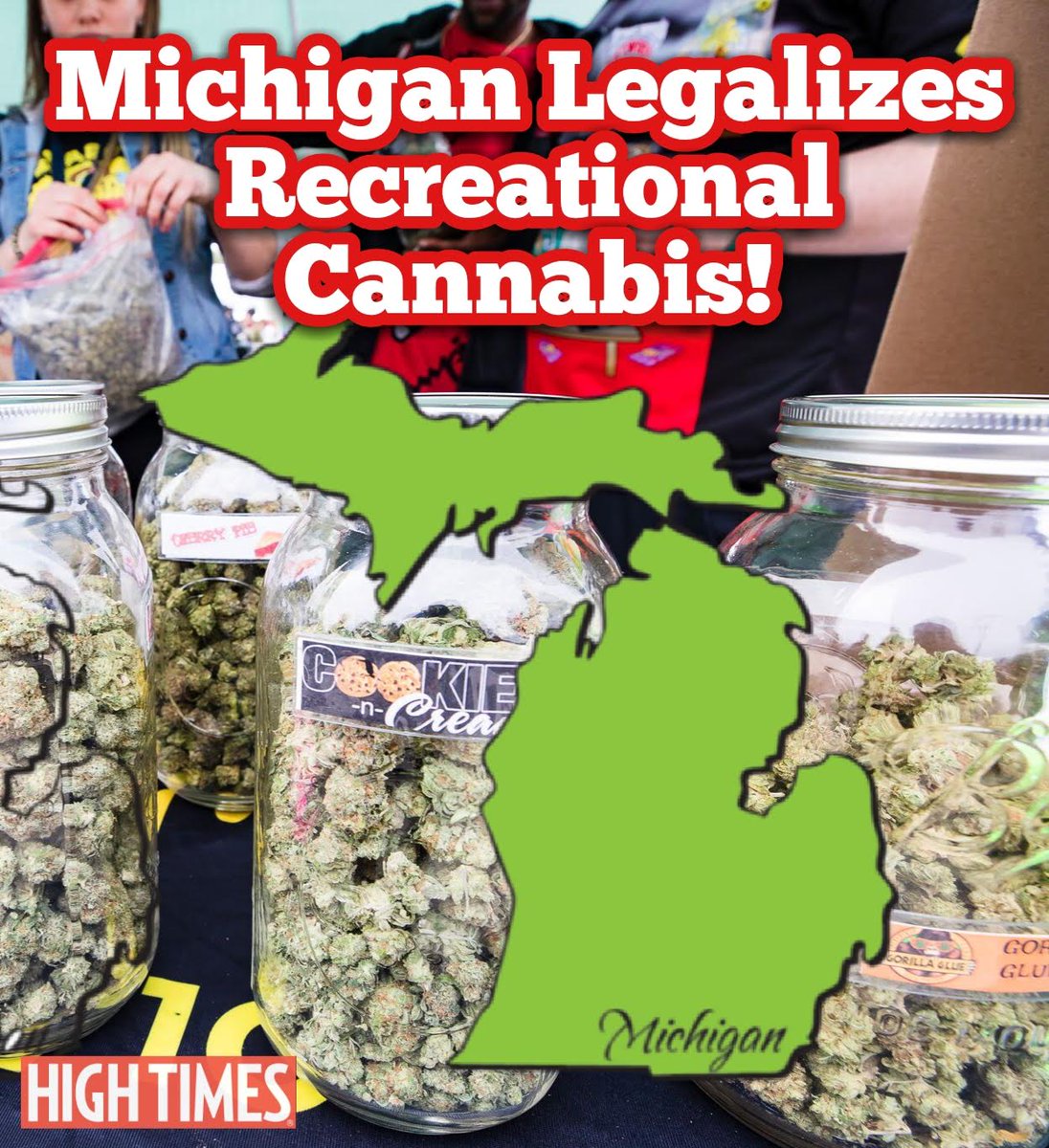 HIGH_TIMES_Mag's tweet photo. Michigan says YES to Proposal 1 - officially becoming the tenth state in America to legalize recreational cannabis, and the first in Midwest.

Congratulations #Michigan we love y'all. 🇺🇸 💚💨 #legalizeit https://t.co/RbLgxmyTAK