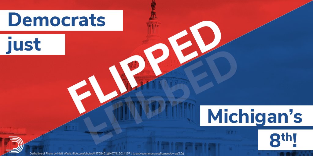 BREAKING: Democrats just FLIPPED #MI08 from #RedToBlue!!! Big congratulations to Congresswoman-elect <a href="/ElissaSlotkin/">Elissa Slotkin</a>! #ElectionNight