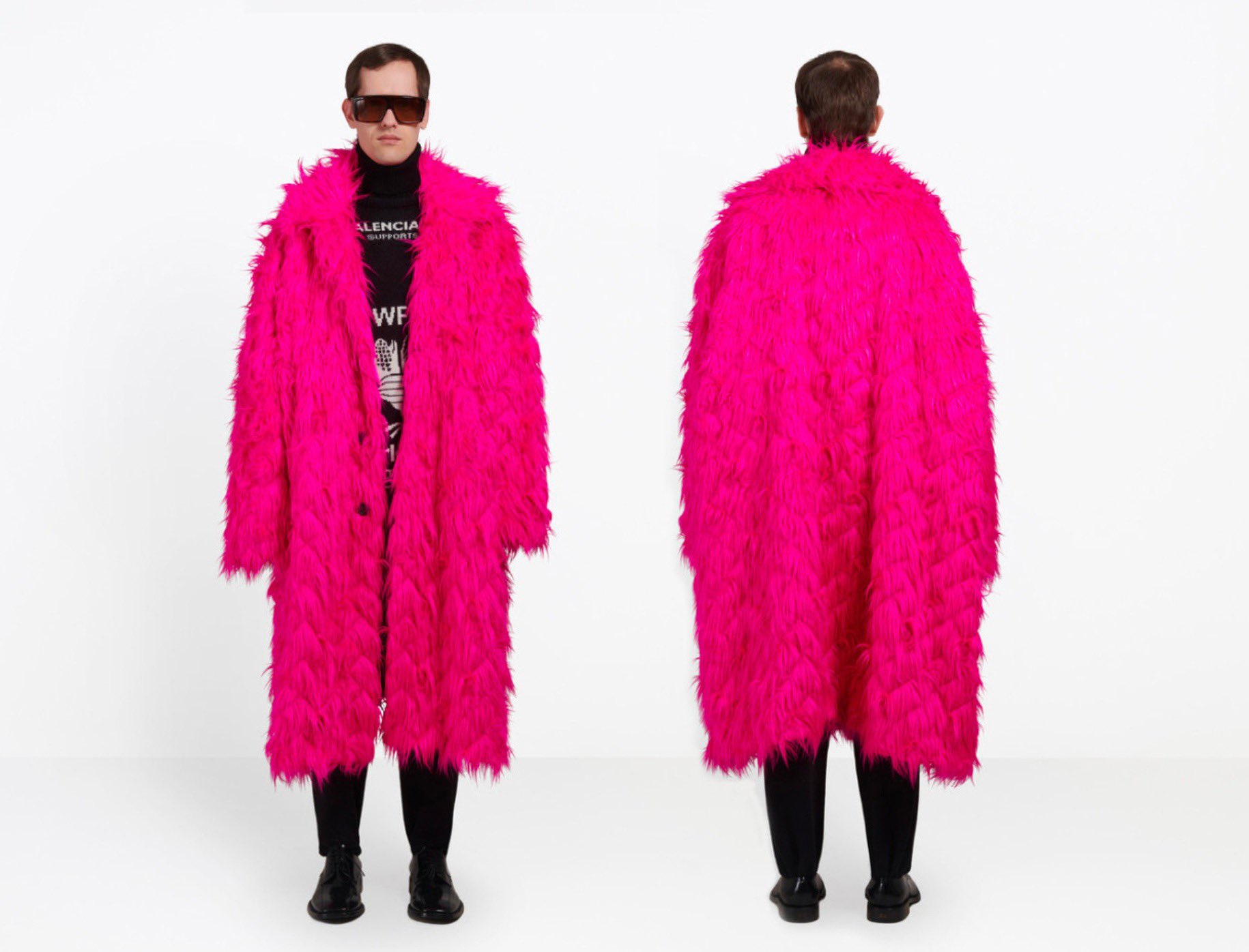 Balenciaga розовая шуба