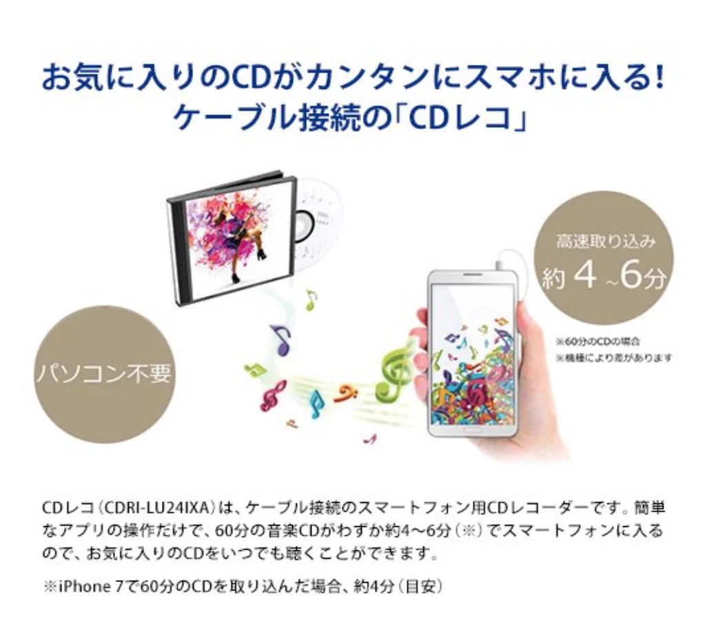 めっちゃ便利！！パソコンなくてもCDからスマホに音楽を入れられる！！