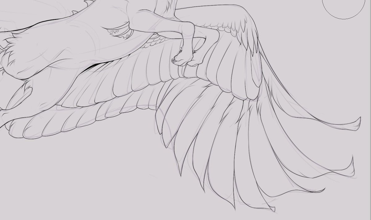 Stream is over! <3 Drawing feathers and wings reminds me why I used to zoom in, rotate and flip the image like crazy all the time before. XD