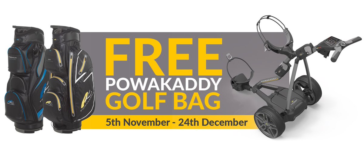 It’s back!! •• 🎉

Buy any @PowaKaddy_Golf lithium trolley between now and Christmas Eve and receive a FREE Powakaddy golf bag worth up to £229.99! (whilst bag stock lasts)⛳️ 

Get yours before they’re all gone!

 #powakaddy #freebag #offers #electrictrolley #lithium