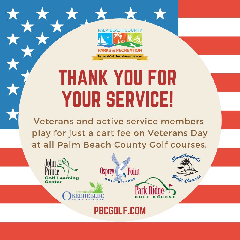 PBCGolf's tweet photo. Freedom isn’t free. 🇺🇸 🇺🇸 🇺🇸 #PBCGolf #PBCParks https://t.co/sJ5C2pESou