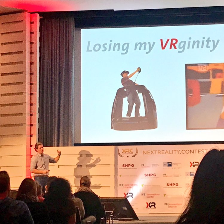WittenbecherC's tweet photo. When did you loose your #vrginity? Get seduced at @nextRealityHH in Hamburg today. Try our #360video stories @into_vr #xrc18 #nextrealiy #vr #360video https://t.co/3xyEpwLd4c