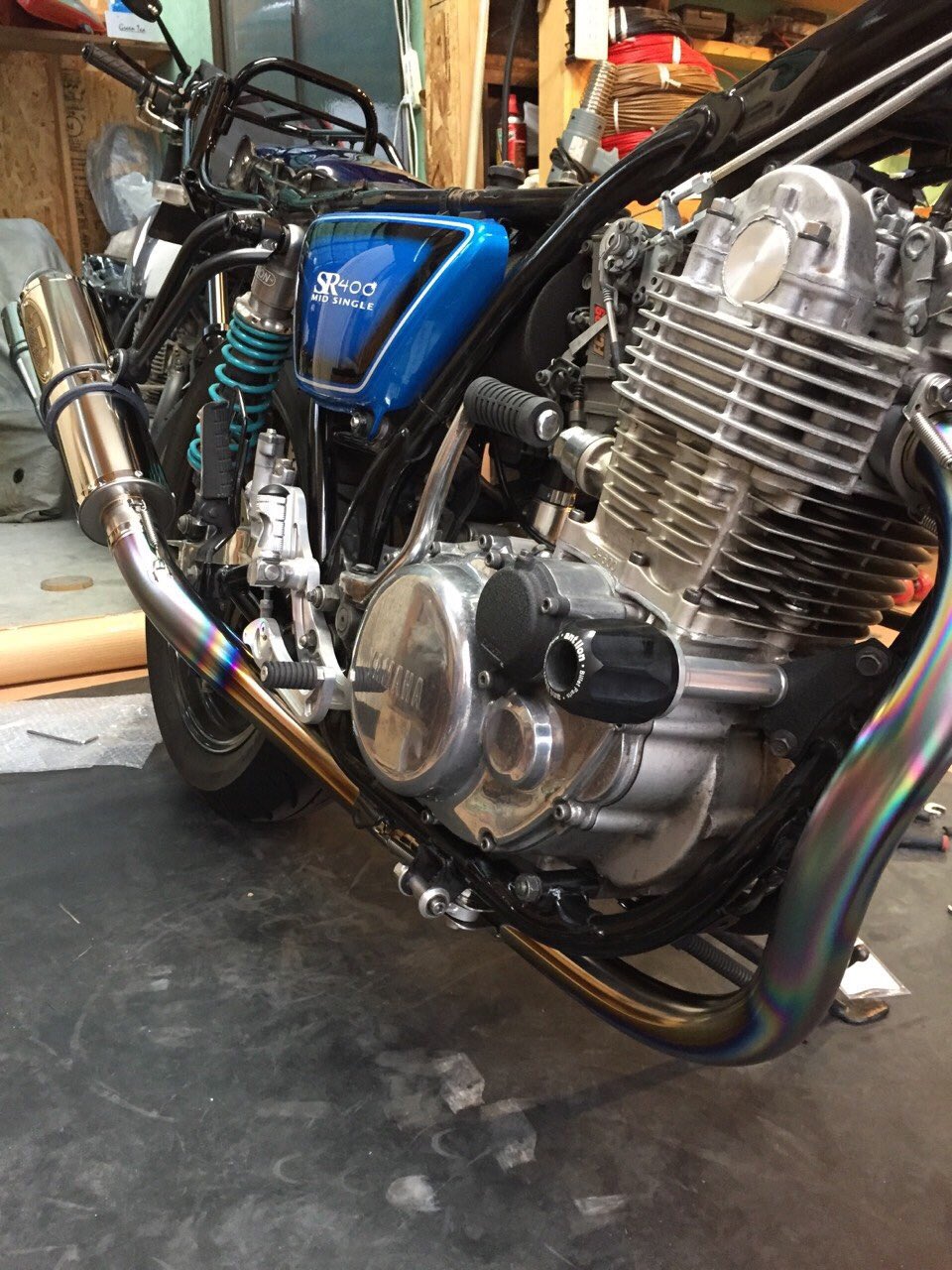 SR400 FI テックサーフ グリーンティー チタン フルエキゾーストマフラー SR400 FI テックサーフ グリーンティー チタン フルエキゾースト