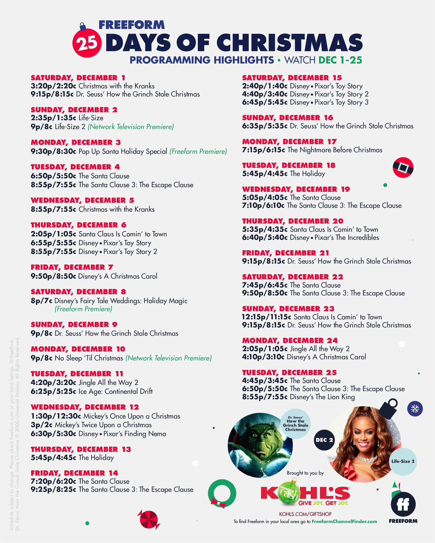 Countdown 25 Days Of Christmas Freeform 2022 Christmas Countdown 2022 Na Twitteru: "48 Days Until #Christmas And Here's  The @Freeformtv 25 Days Of Christmas Lineup! What Do You Think This Year?  Https://T.co/Ty08Xmgag1" / Twitter