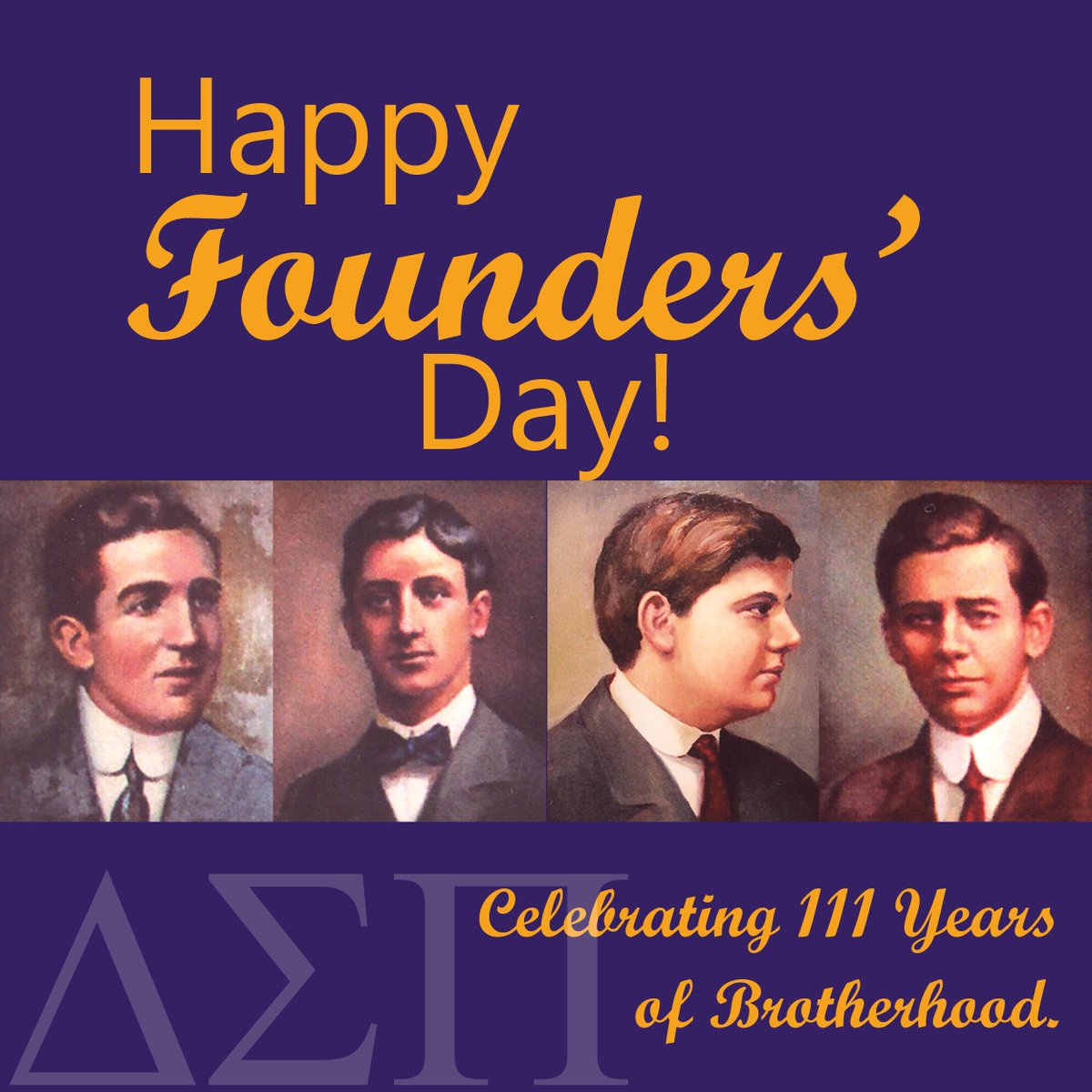 deltasigmapi's tweet image. Happy Founders&apos; Day, Deltasigs! For 111 years, we have furthered a #DSPHigherStandard. Give a gift in honor of our Founders or another brother who means something to you. deltasigmapi.org/foundation/don…