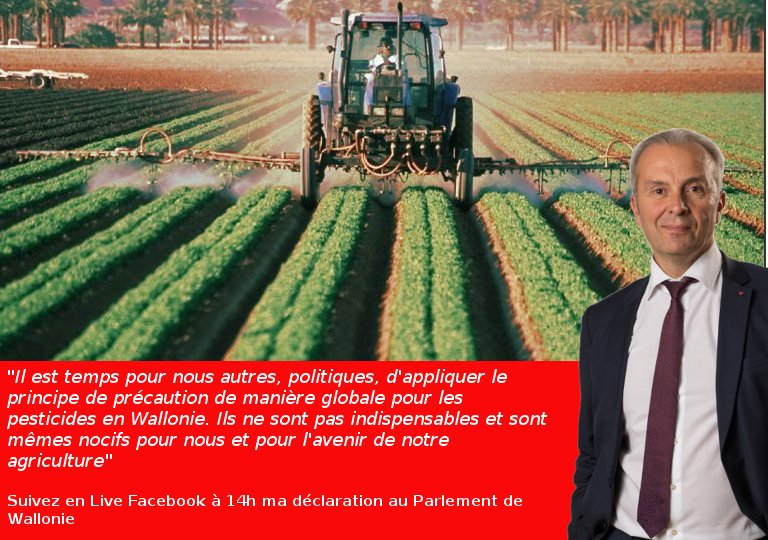 Pour une interdiction globale des #pesticides en Wallonie? 
Suivez à 14h mon intervention au #ParlWaL pour appliquer le principe de précaution à l'ensemble des pesticides. bit.ly/2REnk5G <a href="/Socialistes_PW/">Le PS wallon</a> #écosocialisme #zéropesticide