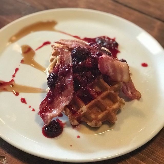foxanginger's tweet photo. Working on a couple of new menu dishes. Waffles with bacon, Labne, Berry compote. Should this make the new menu? https://t.co/WzF1kbhNjV https://t.co/3OrJsbv0bC