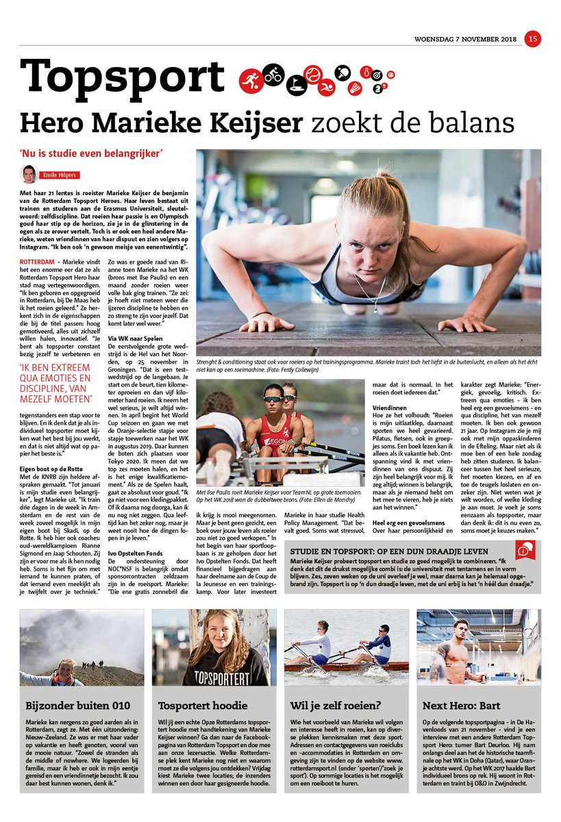 Vandaag in De <a href="/Havenloods/">Havenloods</a> een interview met roeister <a href="/MariekeKeijser/">Marieke Keijser</a>. "Ik denk dat dit de drukst mogelijke combi is: de universiteit met tentamens en in vorm blijven." Lees de hele pagina hier: bit.ly/2SS4QjB