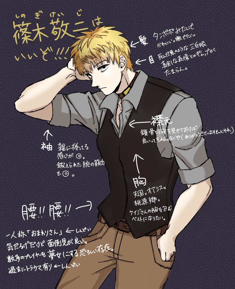 昨夜載せたケイジさんの目元のクマさんを描き忘れていたので（致命的