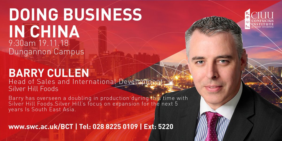 Interested in finding out more about conducting business with the Chinese? Barry Cullen from @SilverHillFarm will be explaining how they have been expanding into the Asian market. Register for this FREE event here swc.ac.uk/bct #ConfuciusInstitute