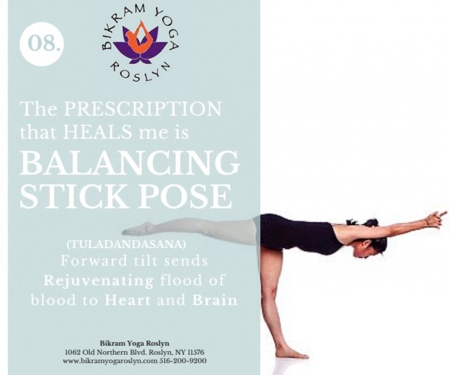 Bikram Yoga Roslyn on X: Pose #7 - Balancing Stick Pose. Is this one of  your favorites???? Do you feel the rejuvenating flood of blood to the heart  and brain?? #BYR #pose7 #