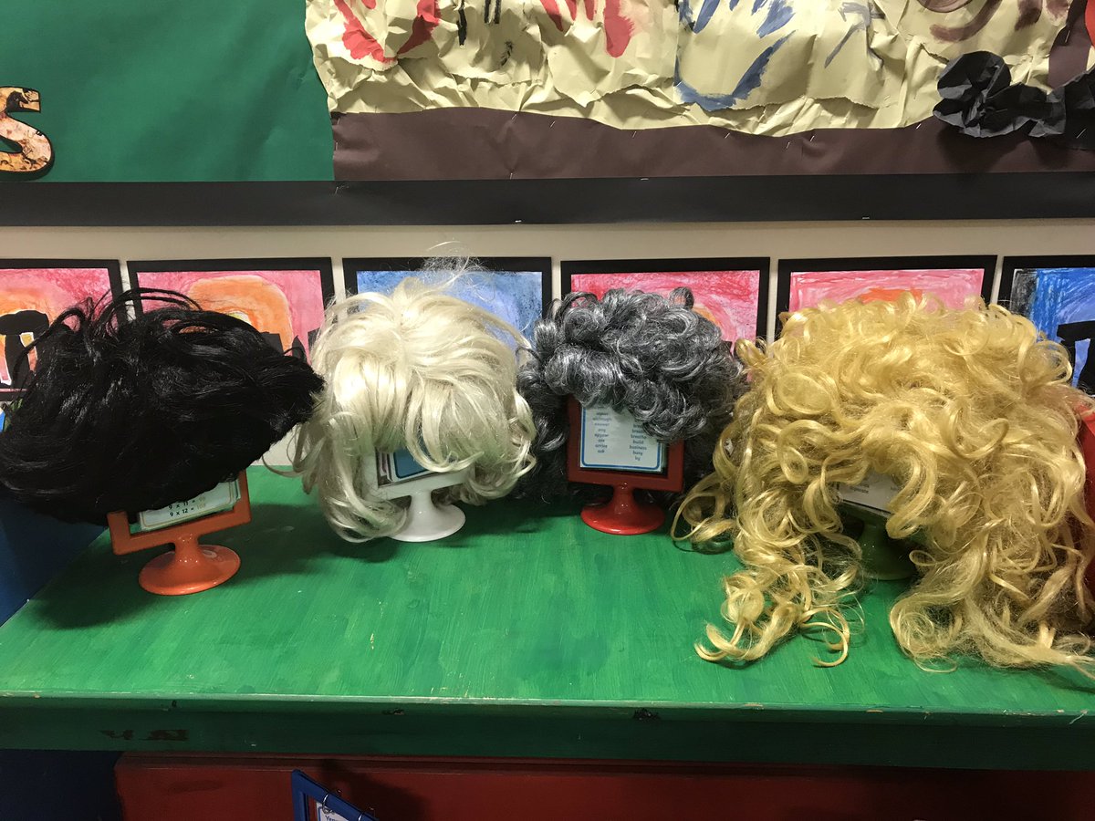 StPaulsBolton's tweet image. The wigs are ready in Y3 to hotseat the characters from A Tune of Lies #hotseating #playscript #handsonlearning
