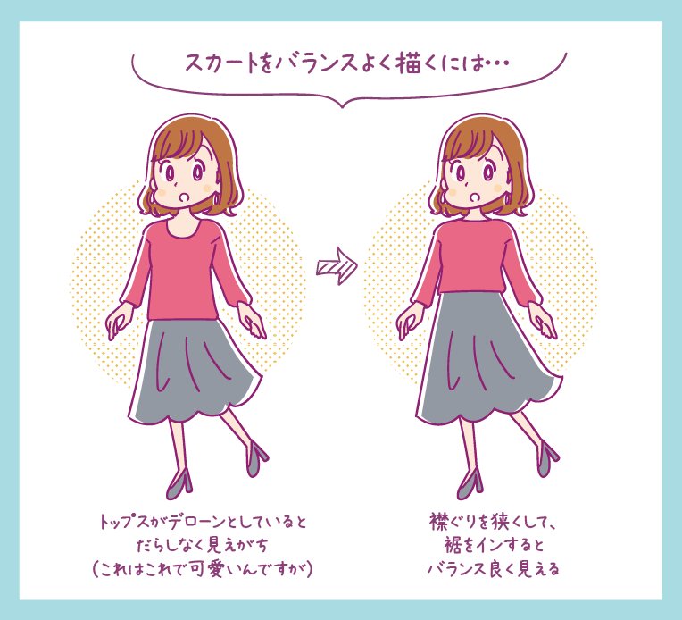 よぴんこ イラスト 女性のイラストを描くときの服装についての考察 というか勉強メモです おしゃれに詳しい方からのツッコミをお待ちしてます